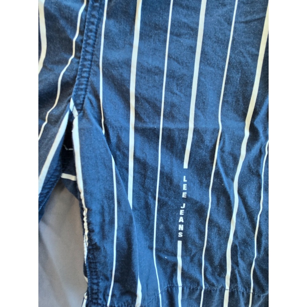 Lee Bermuda Shorts Striped Nave Blue W31 90s Retro Old Money Minimalist - Picture 7 of 16